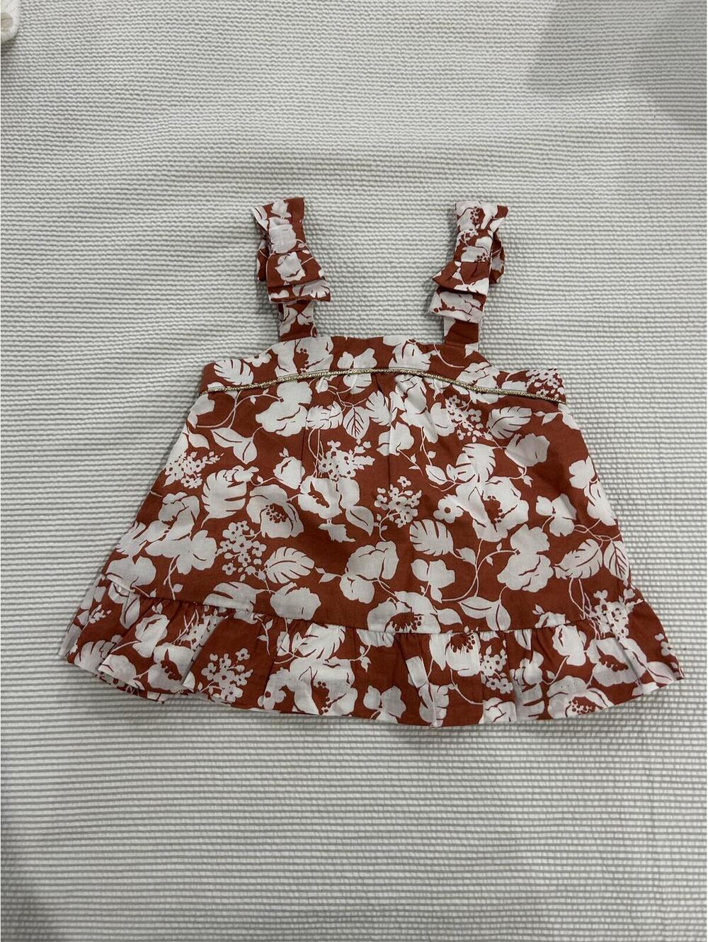 Janie and Jack Bow Shoulder Floral Top 12-18 Months NWT